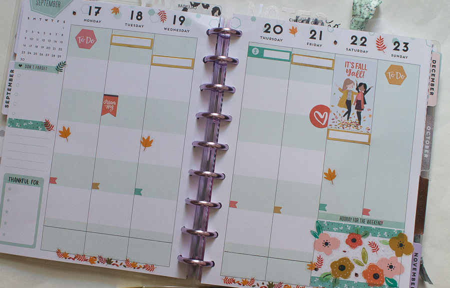 Happy Planner Weekly Spread | Hello Fall! | September 17-23