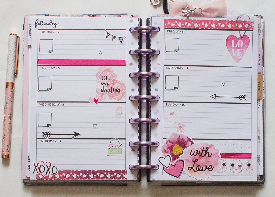Mini Happy Planner Weekly Spread | Valentine | Created by Jen Blog