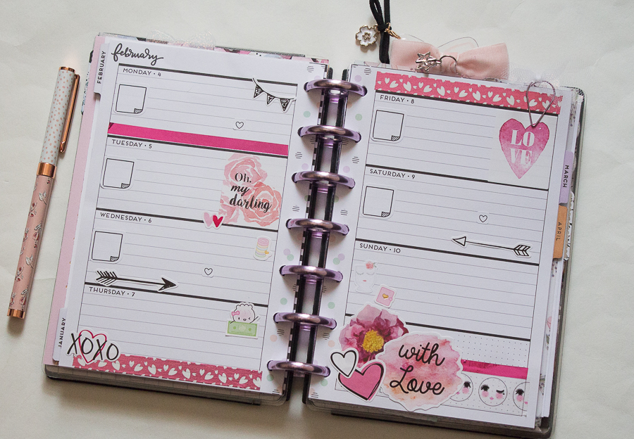 Mini Happy Planner Weekly Spread | Valentine | Created by Jen Blog