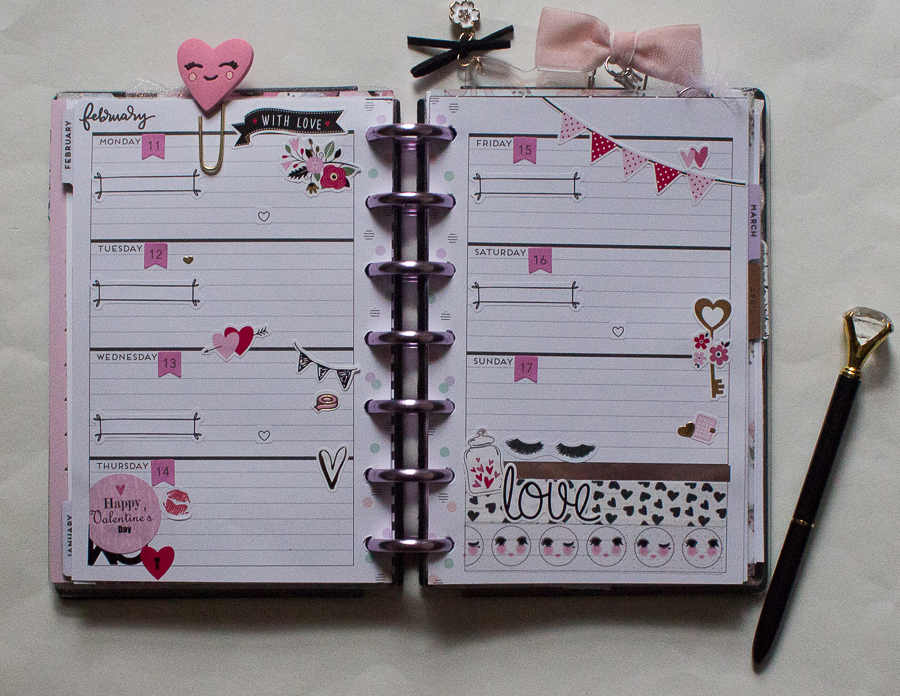 Mini Happy Planner Weekly Spread | Valentine's Day! | Created by Jen Blog
